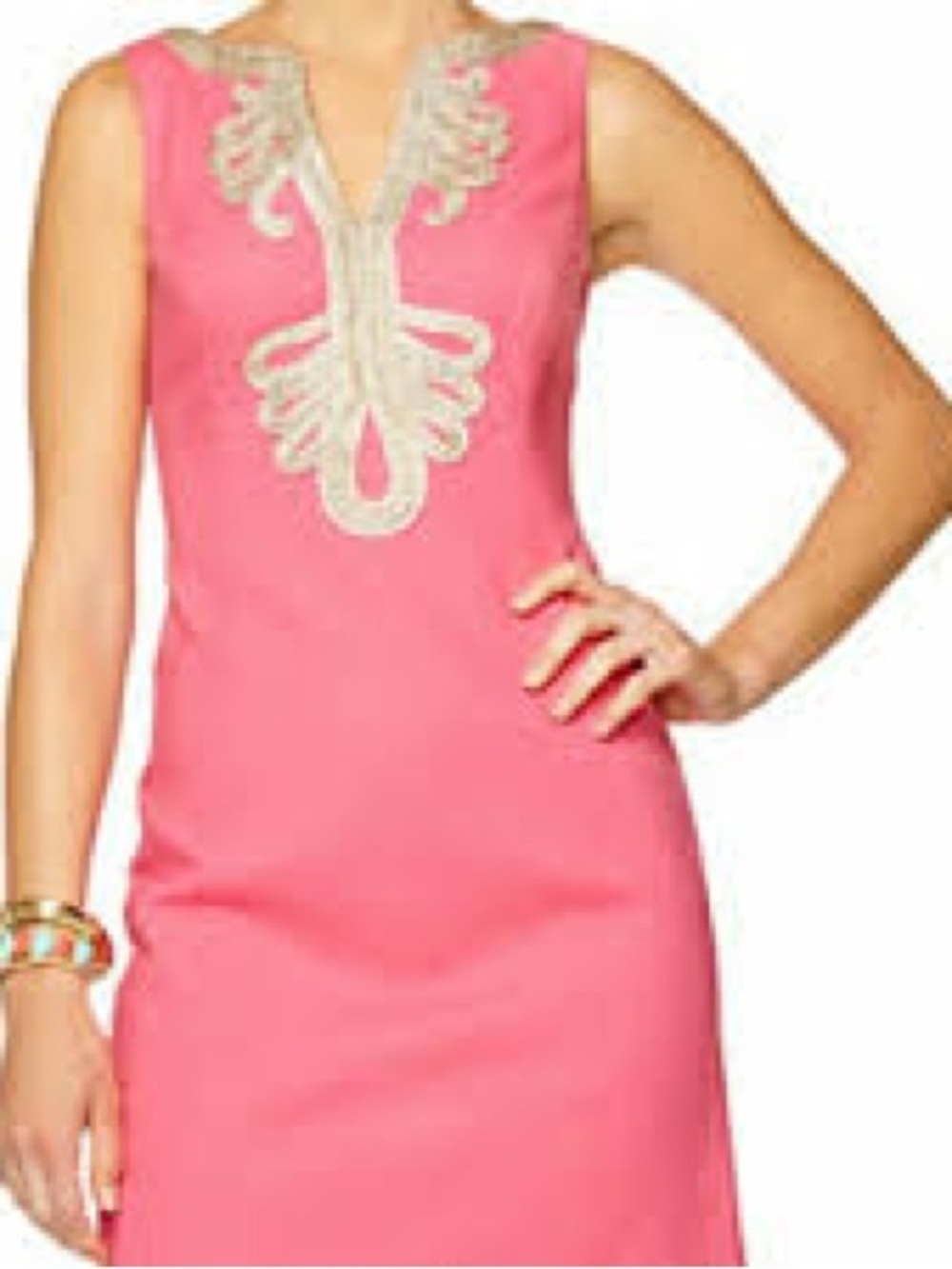 Lilly Pulitzer Coral Pink Sleeveless Embroidered Shift Dress